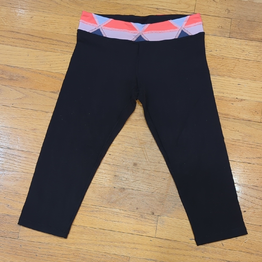 Ivivva Black Leggings with Pink and Blue Waistband